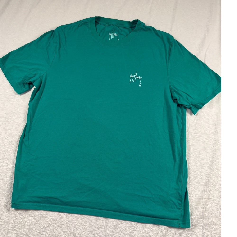 Guy Harvey Mens XXL Teal Green Blue Marlin Graphic Short Sleeve T-Shirt
